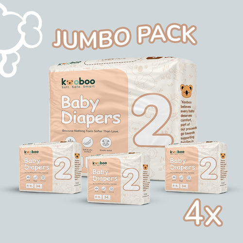 Jumbo Diapers Bundle - 2 | 4-8 kg | 136 pcs